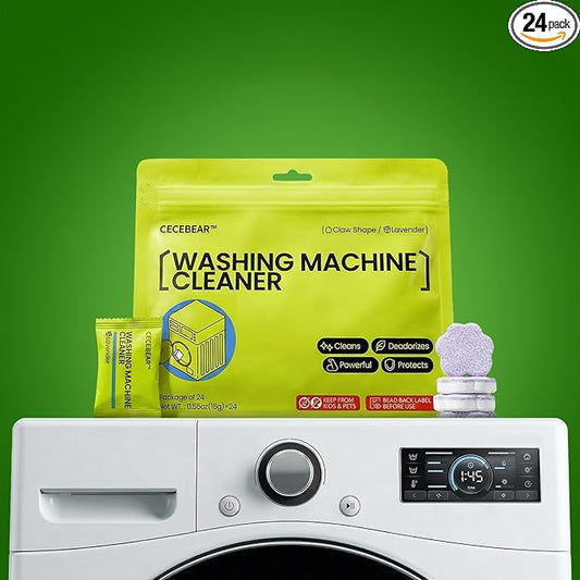 Washing Machine Cleaner Tablets 24 Count, Lavender Scent High Foaming Washer Deodorizer, 3-in-1 Clean Fresh Maintain for Front Load & Top Load, Deep Clean Drum & Tub, Septic Safe