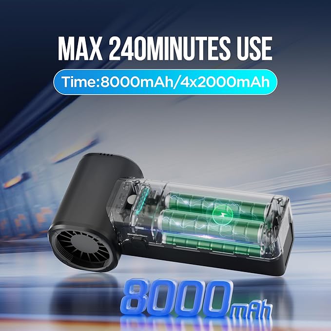 Electric Air Duster, Compressed Air Blower with 800000RPM Brushless Motor,max 1.1lbs Wind Force, Fast Charging Rechargeable Air Blower,3-Speed Air Dryer for PC, Car & Home Cleaning