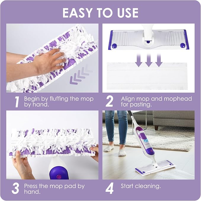 Cleaning Cloth 30 Pack Disposable Power Mop Refill Pads Compatible with Swiffer Power Mop, Unscented Swiffer Wet Pads Refill, Disposable Replacement Pad for All Floors,Non-Washable