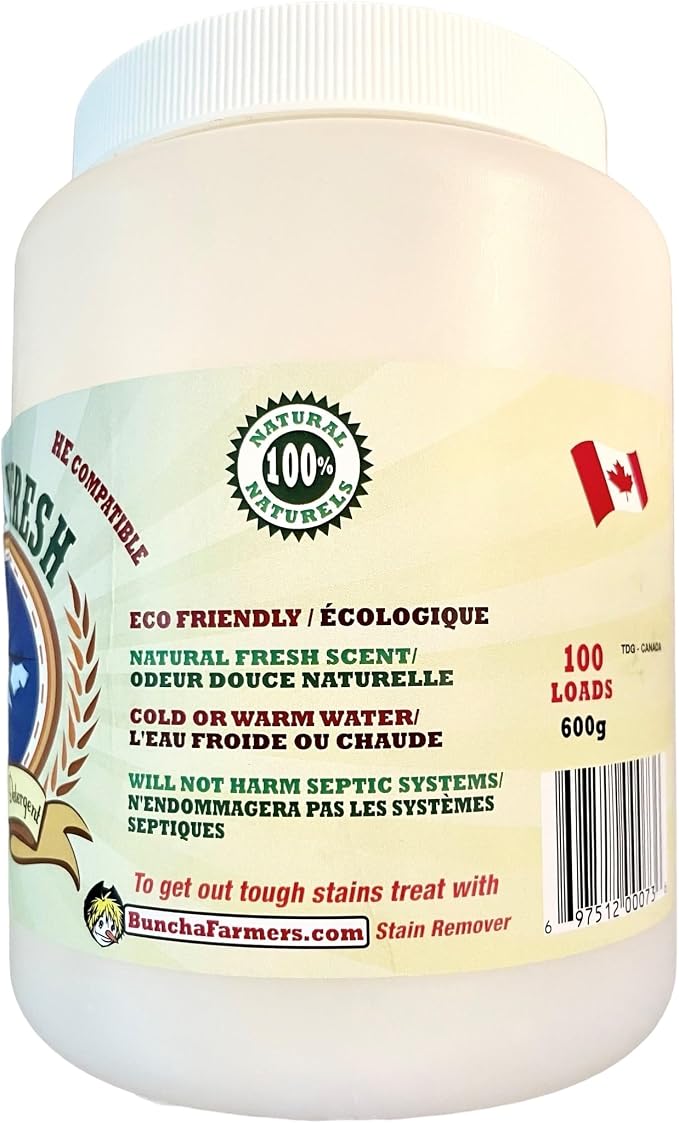 Buncha Farmers Country Fresh 100% All Natural Eco-Friendly Laundry Detergent 21.16 oz/100 loads (Made in Canada)