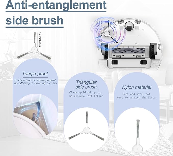 25 PCS Accessories for Dreame D10 Plus Gen 2 Robot Vacuum Cleaner Spare Parts, 2 Rubber Main Brush, 4 Filters, 6 Mop Pad, 6 Dust Bags, 6 Side Brush,1 Cleaning Tool