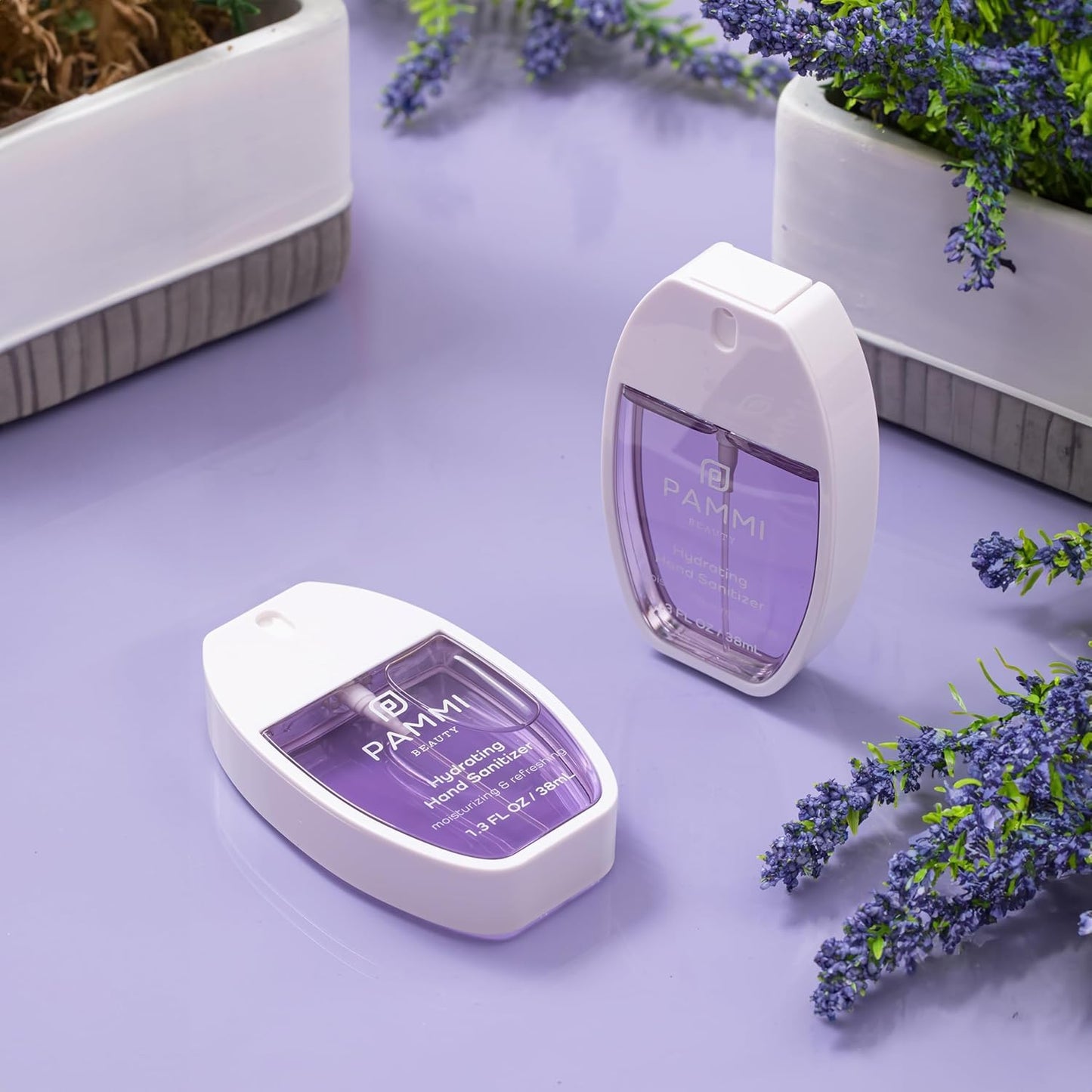 PAMMI Power Mist Hydrating Hand Sanitizer Spray, Portable Travel Size Pocket Hand Sanitizer, Scented Handsanitizer Mini Spray For Car - 600 Sprays (3 Pack (Aloevera, Peach, Rose))