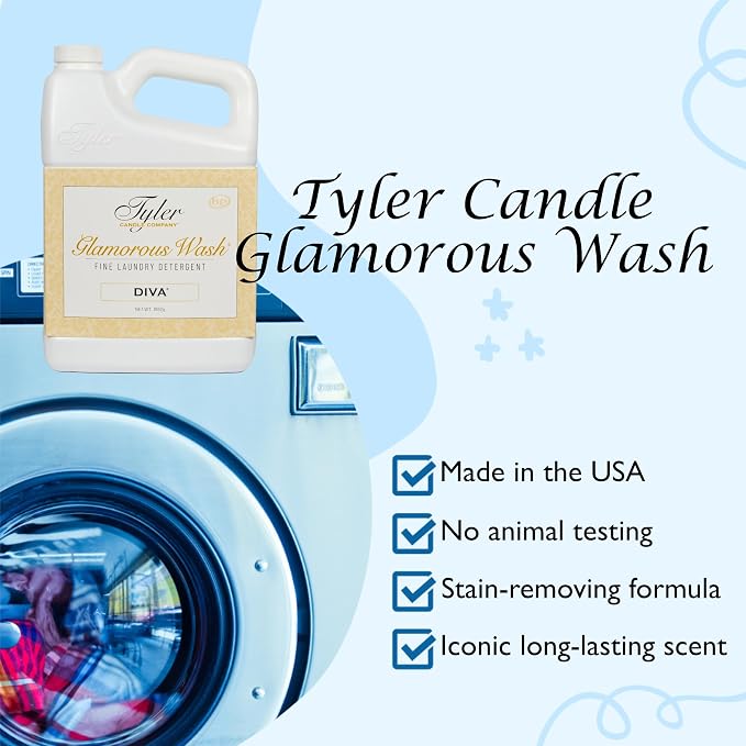 Lumintrail Tyler Glamorous Wash Diva Fine Laundry Detergent with Stain Remover Pen and Dryer Sachets - Liquid Detergent Designed for Clothing - Hand and Machine Washable - 64oz (Diva)