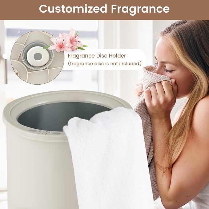 Giantex Towel Warmer Bucket, 23L Large Hot Towel Bucket for Bathroom Spa, Wood Handle, 3 Heating Modes, Adjustable Timer & Auto Shut Off, Fits Up to Two 40" x 70" Oversized Towels, Blankets, Gray