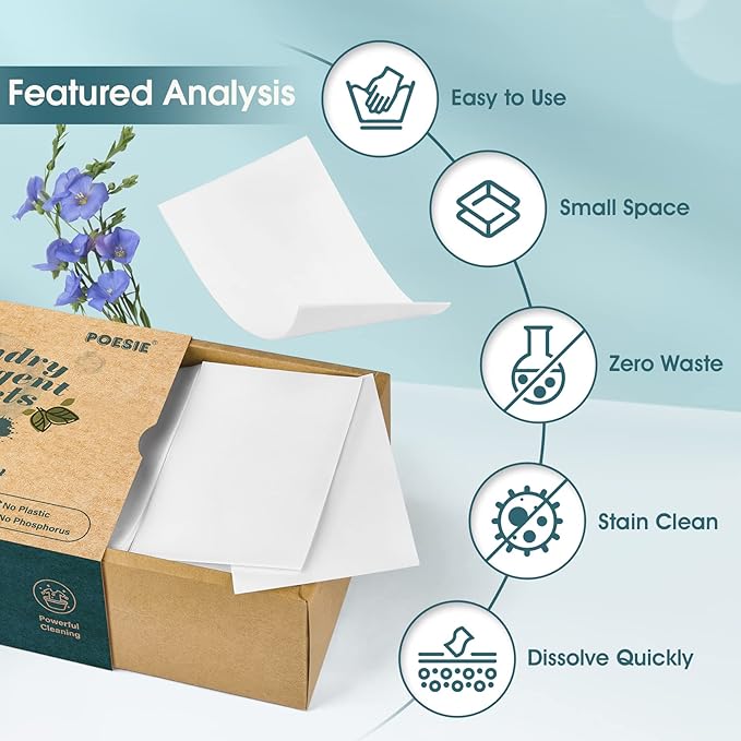 Poesie Laundry Detergent Sheets Multiple Scent 800 Loads Great For Home Dorm Travel Apartments Save Space Easy to Use