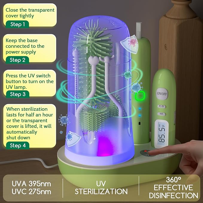 Electric Bottle Brush Cleaner,Wireless Charging Electric Baby Bottle Brush Cleaner,Nipple/Straw/Bottleneck Brush,Food Thermometer,Formula Mixer-IPX7 Waterproof,Travel Bottle Cleaner Kit for Newborn