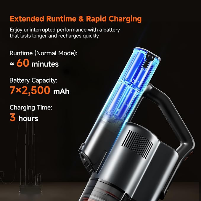 uwant V500 Cordless Vacuum Cleaner with Auto Empty&Auto Dust Scrap System, 7-Layer HEPA Filtration, Anti-Tangle Brush, Stick Vacuum for Pet Hair, Hard Floors, Carpet，Grey