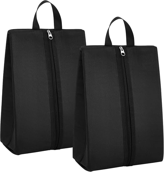Leinuosen 2 Pcs Smell Proof Cleat Bag for Sport, Odor & Water Resistant, Soccer Football Baseball Golf Shoe Bag with Active Carbon Fabric for Gym & Travel, Fits up to Us Size 14 (Black)