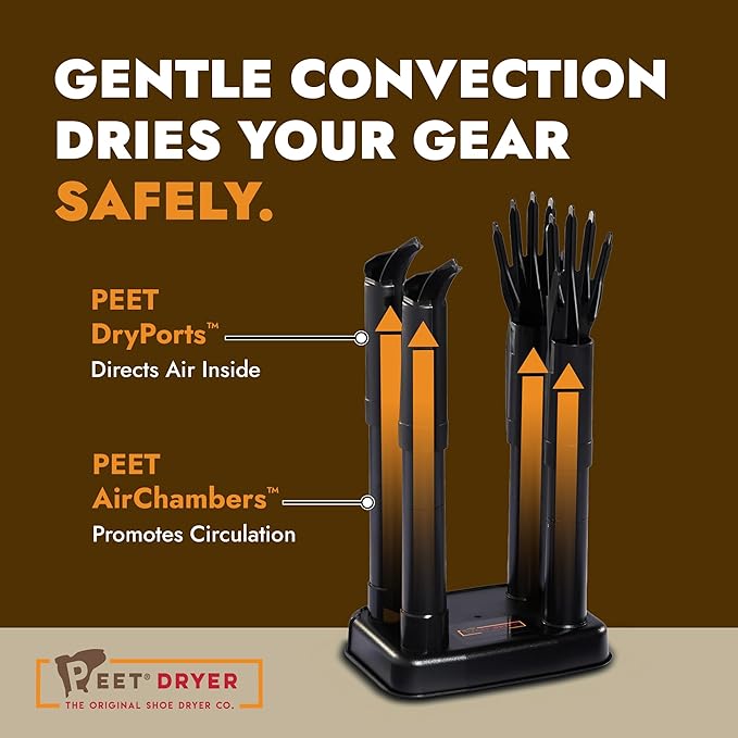PEET Multi Boot and Glove Dryer - Portable Electric Shoe Dryer for Ski Boots, Snowboard Boots, Hockey Gear & Outdoor Gear - Always-On, Silent, Built-In Glove DryPorts - 25 Year Warranty, Made in USA