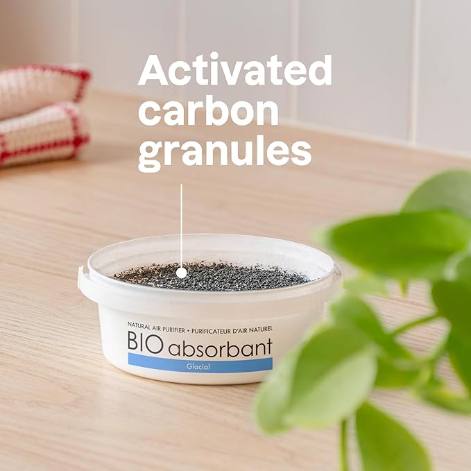 ATTITUDE Bio Absorbant Air Purifier with Activated Carbon, Plant- and Mineral-Based, Absorbs Odors, Vegan, Glacial, 8 Ounces
