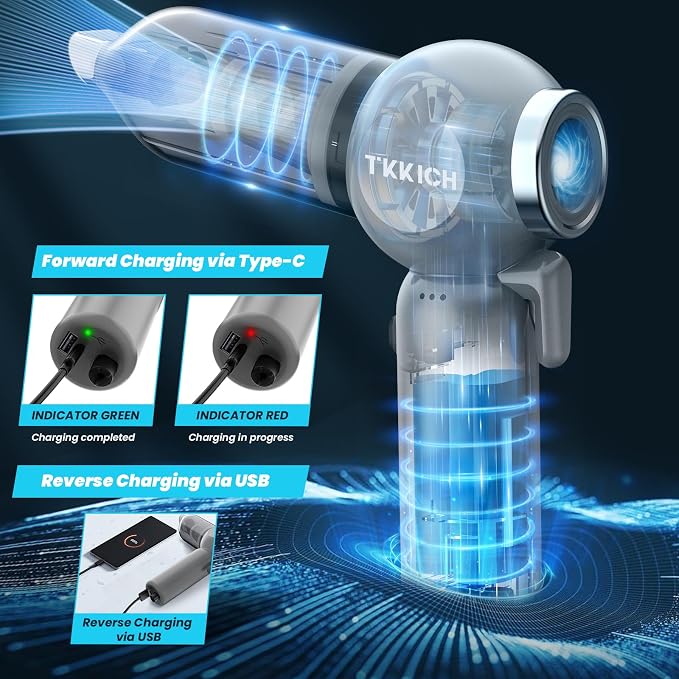 Car Vacuum Portable Cordless,Portable Mini Cordless Cleaner with 18000pa Suction Power,3 Suction Modes,Type-C Charge,7 in 1 mini Handheld Vacuum for Home,Car, Office Desk, Keyboards
