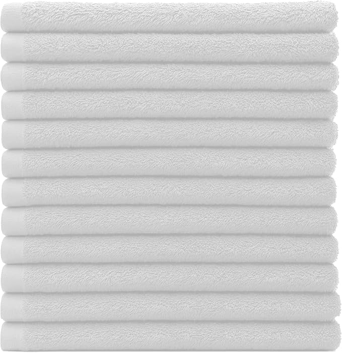 DAN RIVER Kitchen Bar Mops,Pack of 12,16 by 19 Inches,100% Cotton Super Absorbent,Multi-Purpose Cleaning Towels for Home and Kitchen Bars-White