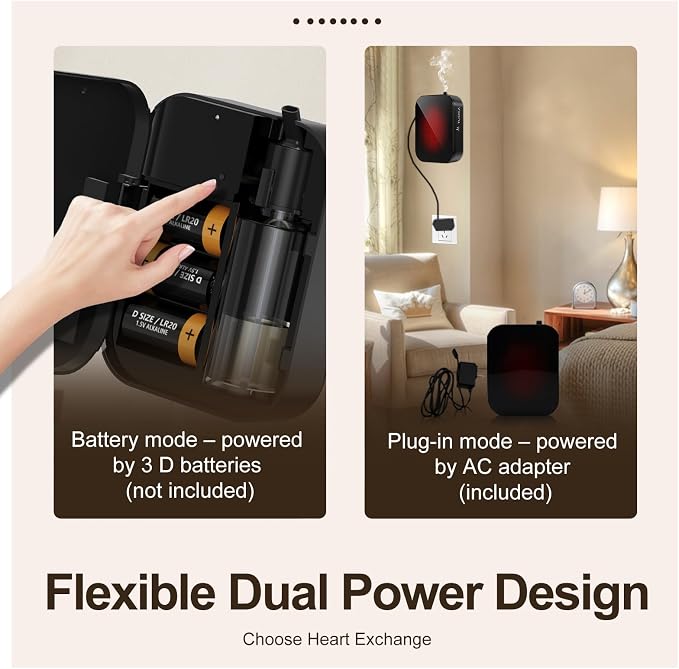 Waterless Essential Oil Diffuser Machine Plug-in or 3 D Batteries Operated, Cold Air Aroma Diffuser Up to 2000 Sq, Ft, APP Control Smart Scent Diffision for Home, Hotel, Office (with 20ml Oil)
