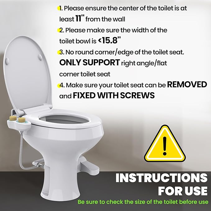 RV Bidet for Camper Toilet, Non-Electric Toilet Sprayer Attachment with Dual Nozzles, Adjustable Pressure, Front/Rear/Self Cleaning, Upgrade for Trailer, Motorhome, RV Bathroom (Bamboo Knob)