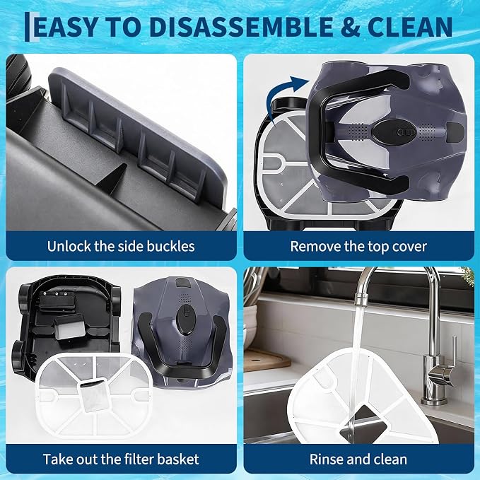 GarveeTech Robotic Pool Cleaners Cordless Robotic Pool Cleaner for Above Ground Pools - 130 Min Runtime, Self-Charging, Cleans Up to 860 Sq Ft, Lightweight & Portable Design