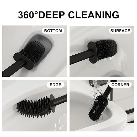 Bathroom Trash Can and Toilet Brush Set