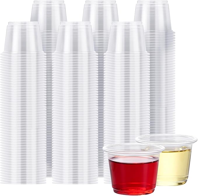 BYSNOW 1000Pack 1 oz Disposable Medicine Cups, 1 oz Clear Disposable Party Cups For Vodka, Whiskey, Tequila, Pudding, Party