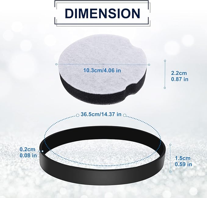 KEEPOW Vacuum Filter for Bissell Powerforce Compact Lightweight Upright Vacuum, Belt for Bissell Powerforce Compact, Fit Model 3508, 2112, 1520, 23T7 Series, Part 1604895/1604896, (6 +4 Pack)