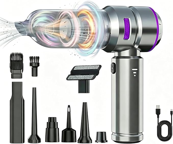 Car Vacuum Cordless, Mini Handheld Vacuum Cleaner 21000Pa, <1 lb Ultra Lightweight, 2-in-1 Vacuum & Blower, USB-C Fast Charging, for Car Pet Hair Dirt Crumbs - Washable Filter