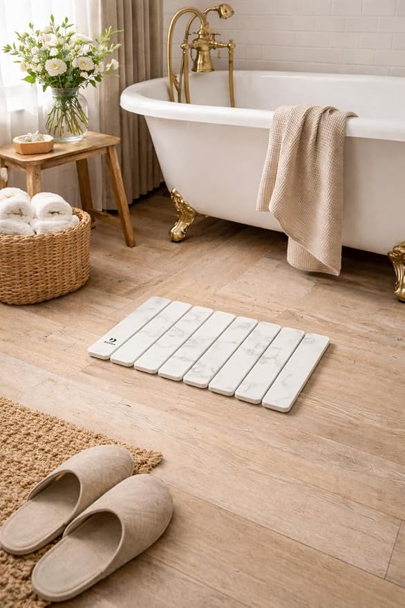 Large Stone Drying Mat 23" x 15" - Diatomaceous Earth Quick-Dry Counter & Bathroom Mat, Easy Storage, Multi-Use For Kitchen, Bathroom, Pets, Plants