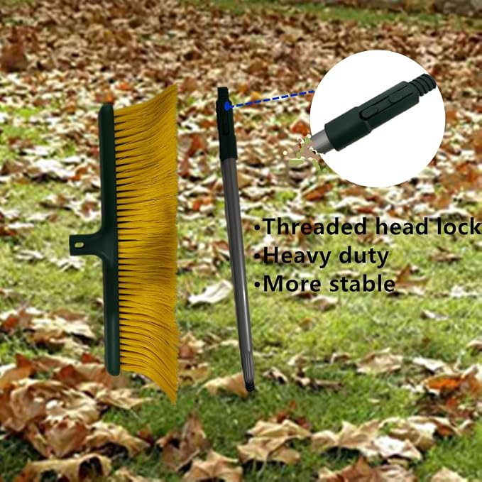LRB4419 Leaf Turf Broom 16" W x 55" H for Lawns Yard Artificial Grass Rake Heavy Duty for Leaves, Lawns, Carpet Rake & Groomer (Curved Bristle)