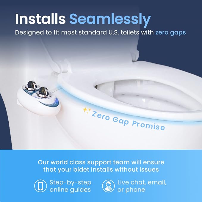 LUXE Bidet NEO 320 - Warm Water, Dual Nozzle, Self-Cleaning, Non-Electric Bidet Attachment for Toilet Seat, Adjustable Water Pressure, Rear & Feminine Wash (Rose Gold)