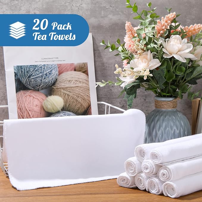Breling 20 Pieces Sublimation Tea Towels Sublimation Towels Blank for Kitchen 12 x 12 Inch Soft Massage Polyester Absorbent Hand Towel Waffle Weave Microfiber Dish Tea Towel for Sublimations