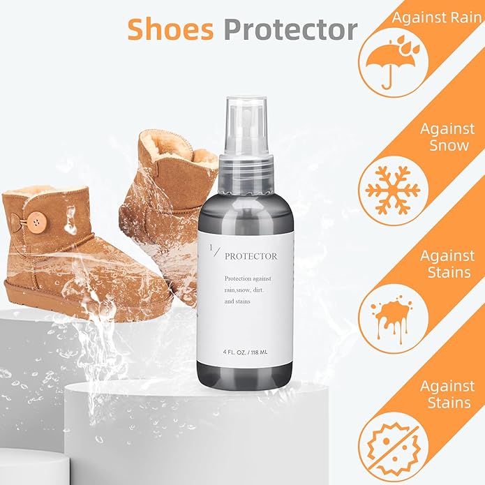 Suede Shoe Cleaner Kit, Shoe Care Kit with Shoe Cleaner, Protector, Waterproof Spary, Brush & Eraser, Shoe Cleaning kit for Suede Shoes, Boots, Sheepskin, Nubuck