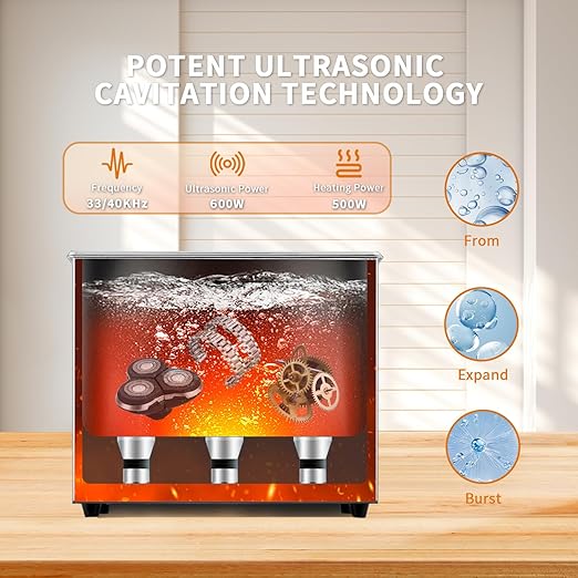 Ultrasonic Cleaner,30L 600W Touch Screen Control Ultrasonic Cleaning Machine with Timer&Heater,Sonic Cleaner for Gun,Carburetors,Parts,Chain Cleaning (Including Baskets)