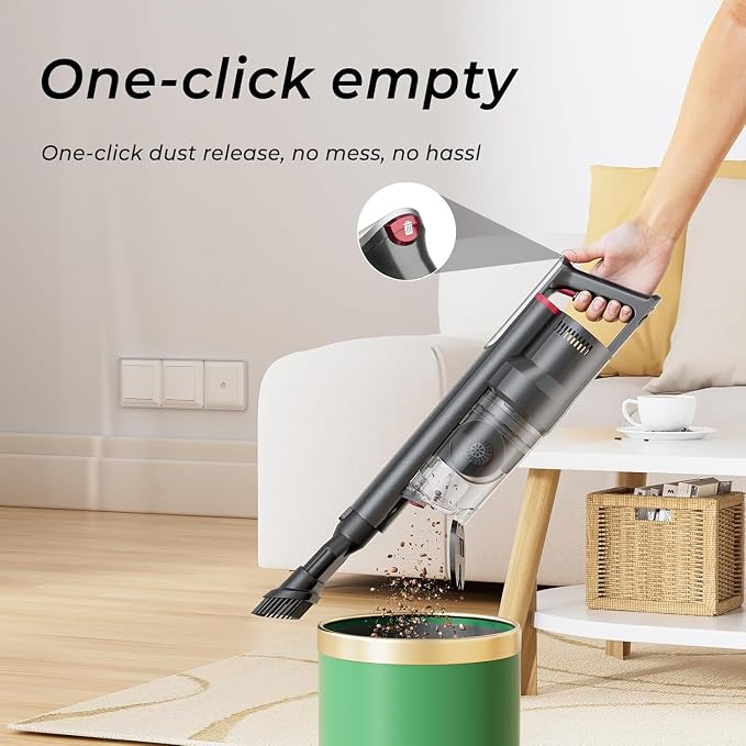 RONEAIR Cordless Vacuum Cleaner, 50KPa Powerful Suction Stick Vacuum Cordless with Anti-Tangle Brush, Lightweight Rechargeable Handheld Vacuum for Hardwood Floor Carpet Car Home