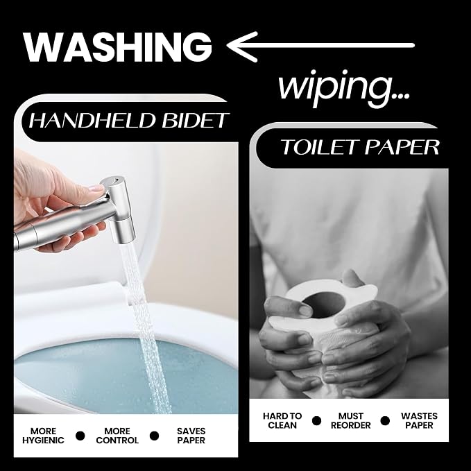 Handheld Bidet Sprayer for Toilet - Adjustable Toilet Hose Sprayer with 2 Wall Mounts - Stainless Steel Jet Spray Muslim Shower - Hand Held Bidet Bathroom Hose - Leak-Proof & Easy to Install