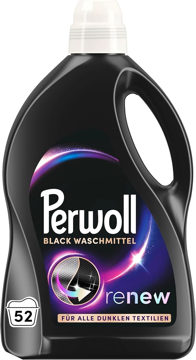 Perwoll Renew Black (52 Washes), Detergent For All Dark Colors, Strengthens Fibers and Improves Color