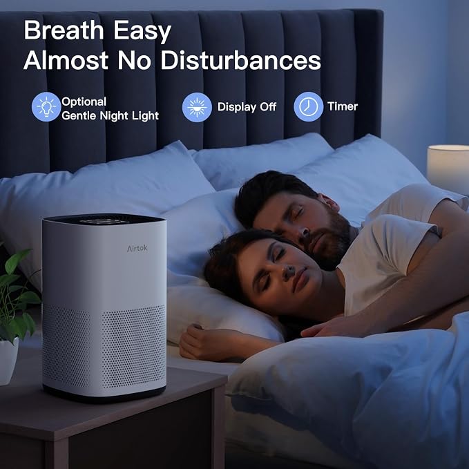 AIRTOK Air Purifiers for Bedroom,HEPA Air Cleaner for Large Room Up to 793ft²,H13 True HEPA Air Filter with Odor Eliminator,Filters 99.95% Smoke,Pollen Dander,Dust,Odor,Pet Dander,Office,Bedroom