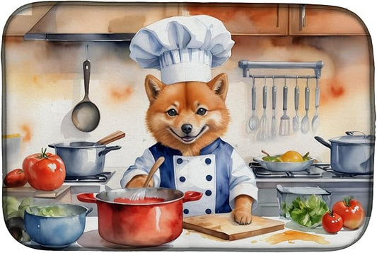 Caroline's Treasures DAC6248DDM Finnish Spitz The Chef Dish Drying Mat Absorbent Dish Drying Mat Pad for Kitchen Counter Dish Drainer Mat for Countertop, 14 x 21", Multicolor