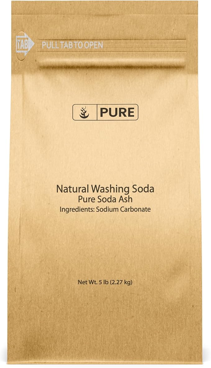 Pure Original Ingredients Natural Washing Soda (5 lb) Multipurpose Cleaner, Water Softener, Stain Remover.