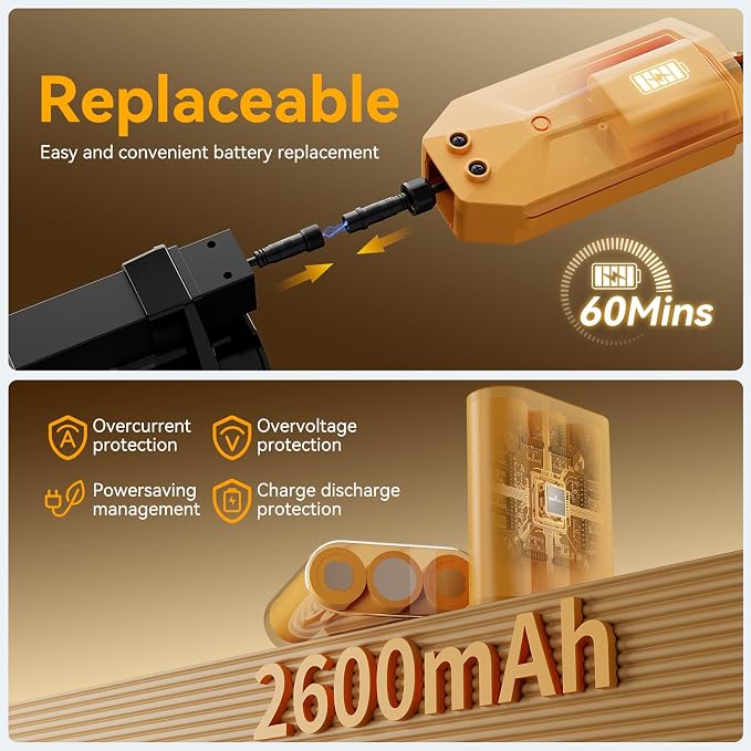 Cordless Pool Vacuum with Telescopic Pole, Powerful 30 GPM Suction, Advanced Dual Filtration, Replaceable Battery, Handheld Rechargeable Pool Cleaner for Above Ground and Inground Pools, Orange