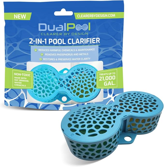 2-in-1 Self-Dosing Pool Clarifier - Non-Toxic Pool Clarifier with Phosphate & Metal Remover for Crystal Clear Water, Treats up to 21,000 Gallons, Safe for Use in Saltwater & All Pool Types