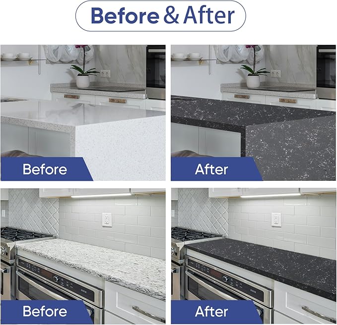 GLAINTE Granite Countertop Paint Kit - Black Gold Counter Top Refinishing Kit for Kitchen Bathroom