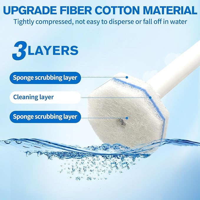 Toilet Brush and Holder Set - Disposable Toilet Bowl Wand Refills with Toilet Bowl Cleaners, Toilet Brush Set Includes 20 Refill Heads, Wand & Storage Caddy - 5X Cleaning Power