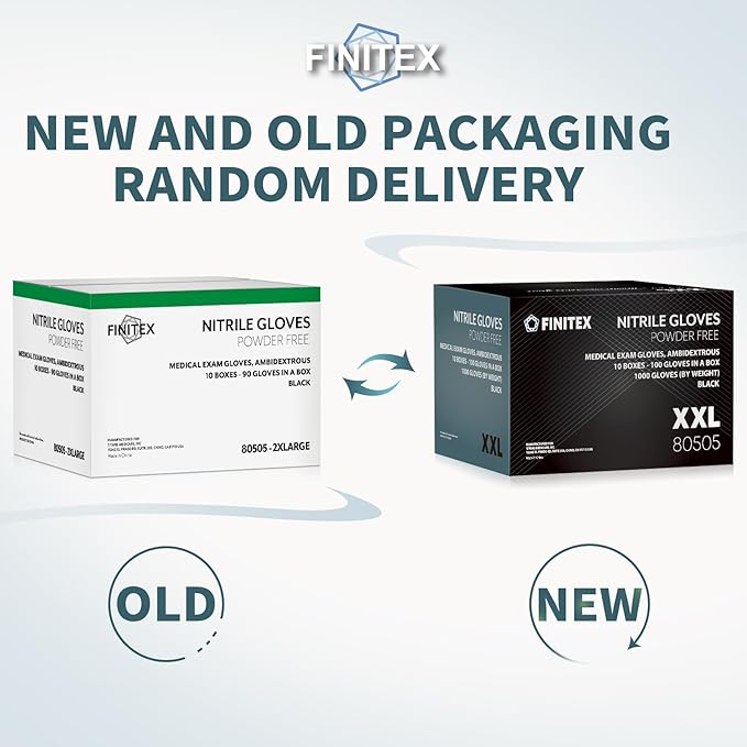 FINITEX Black Nitrile Disposable Medical Exam Gloves 5 mil Powder-free Latex-Free 1000 PCS Examination Glove