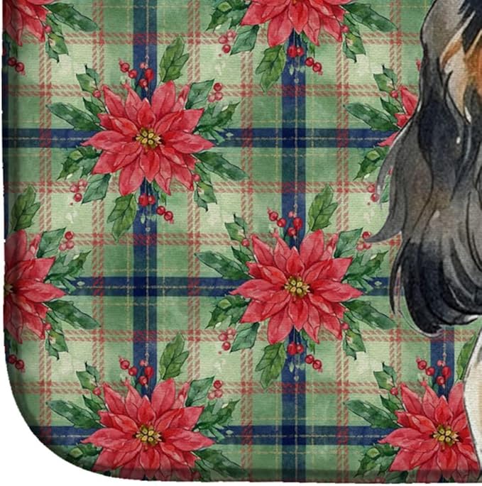 Caroline's Treasures Parti Cocker Spaniel Christmas PoinsettIas Dish Drying Mat Absorbent Dish Drying Mat Pad for Kitchen Counter Dish Drainer Mat for Countertop, 14 x 21", Multicolor