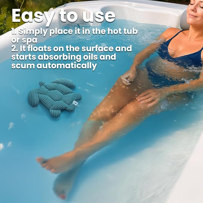 Hot Tub Scum Absorber for Spa & Pool – Oil Absorbing Clean Pad, Hot Tub Accessories for Adults, Scum Remover for Hot Tub Cleaner, Spa Scum Sponge for Oil, Foam (Turtle)