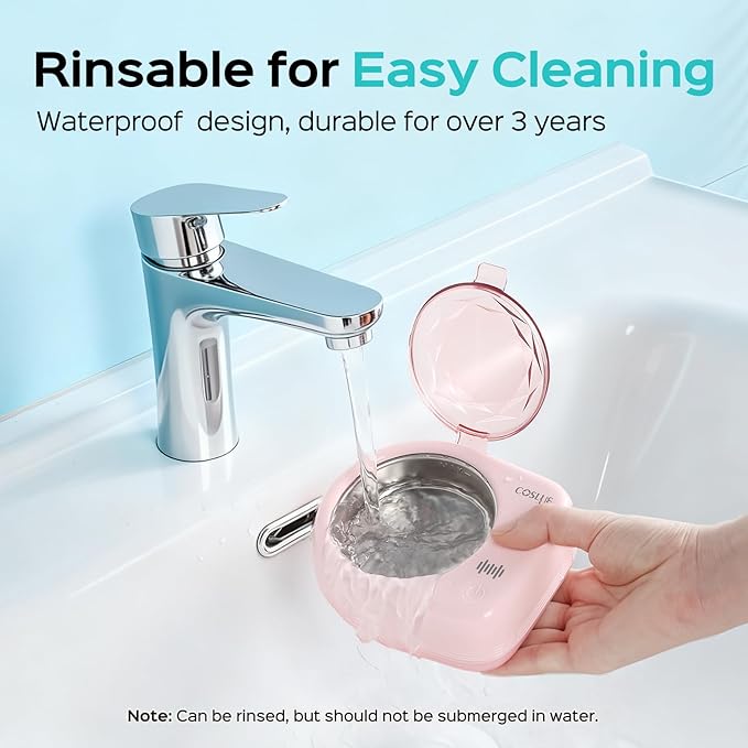COSLUS C50 Sonic Retainer Cleaner Machine: Cordless Professional Dental Cleaning Pod for Retainer, Aligner, Night Guard Deep Cleaning - Rechargeable Mini Travel Design, Quiet for Home Use with Timer