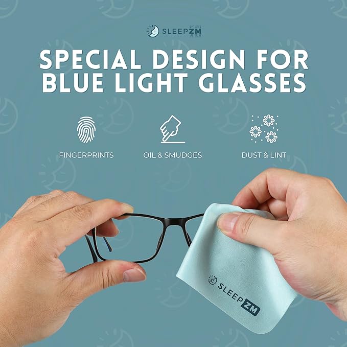 Sleep ZM 3 Pack Special Blue Light Glasses Microfiber Cleaning Cloths - Safe and Effective Cleans Lenses, Screens, Cameras, Eyeglasses, Cell Phone, LCD TV Screens and More (6X7)