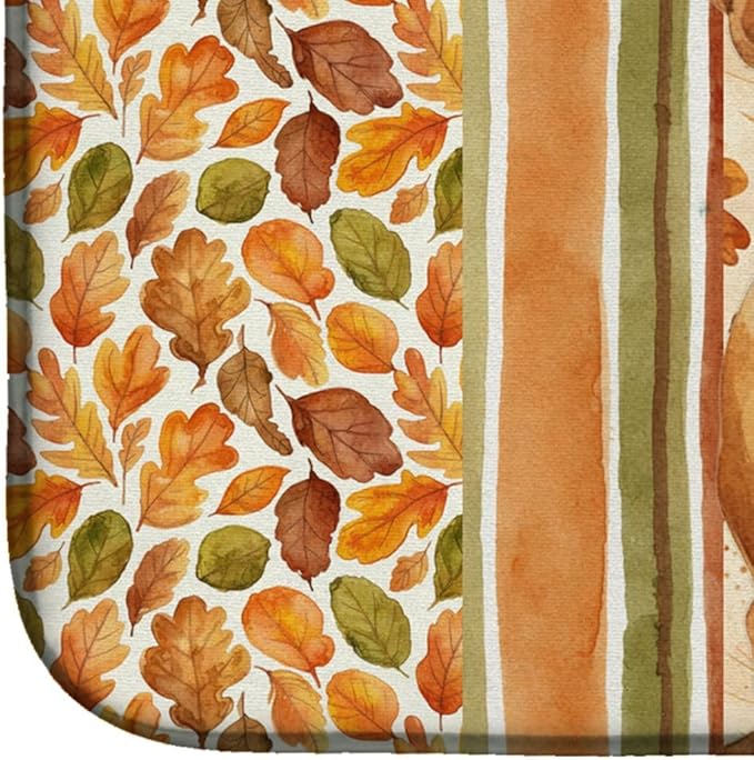 Caroline's Treasures Vizsla Heirloom Fall Dish Drying Mat Absorbent Dish Drying Mat Pad for Kitchen Counter Dish Drainer Mat for Countertop, 14 x 21", Multicolor