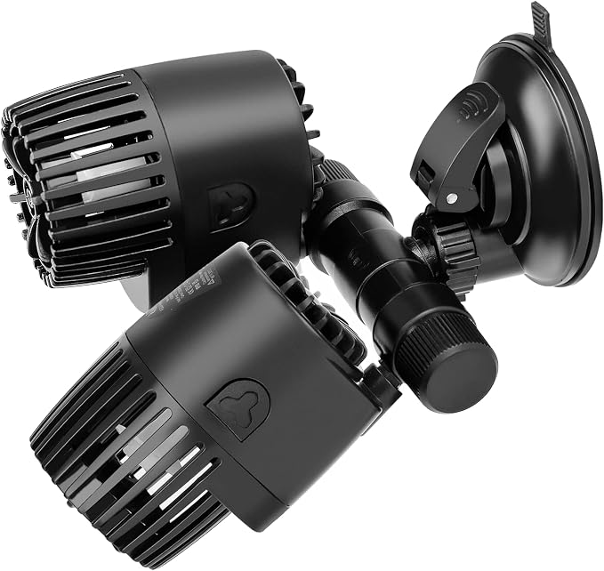 AQQA Aquarium Wave Maker,8W/12W/20W/25W Suction Cup Fish Tank Double Powerhead Pump，110V/60Hz Ultra Quiet Submersible Circulation Pump,360°+180°Adjustable For Freshwater Saltwater (12W)