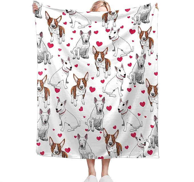 Bull Terrier Gifts and Decor - Cute Dog Throw Blanket for Girls, Women, Kids, Adults - Soft Warm Cozy Fleece for Couch, Sofa, Bed - 60"x50"