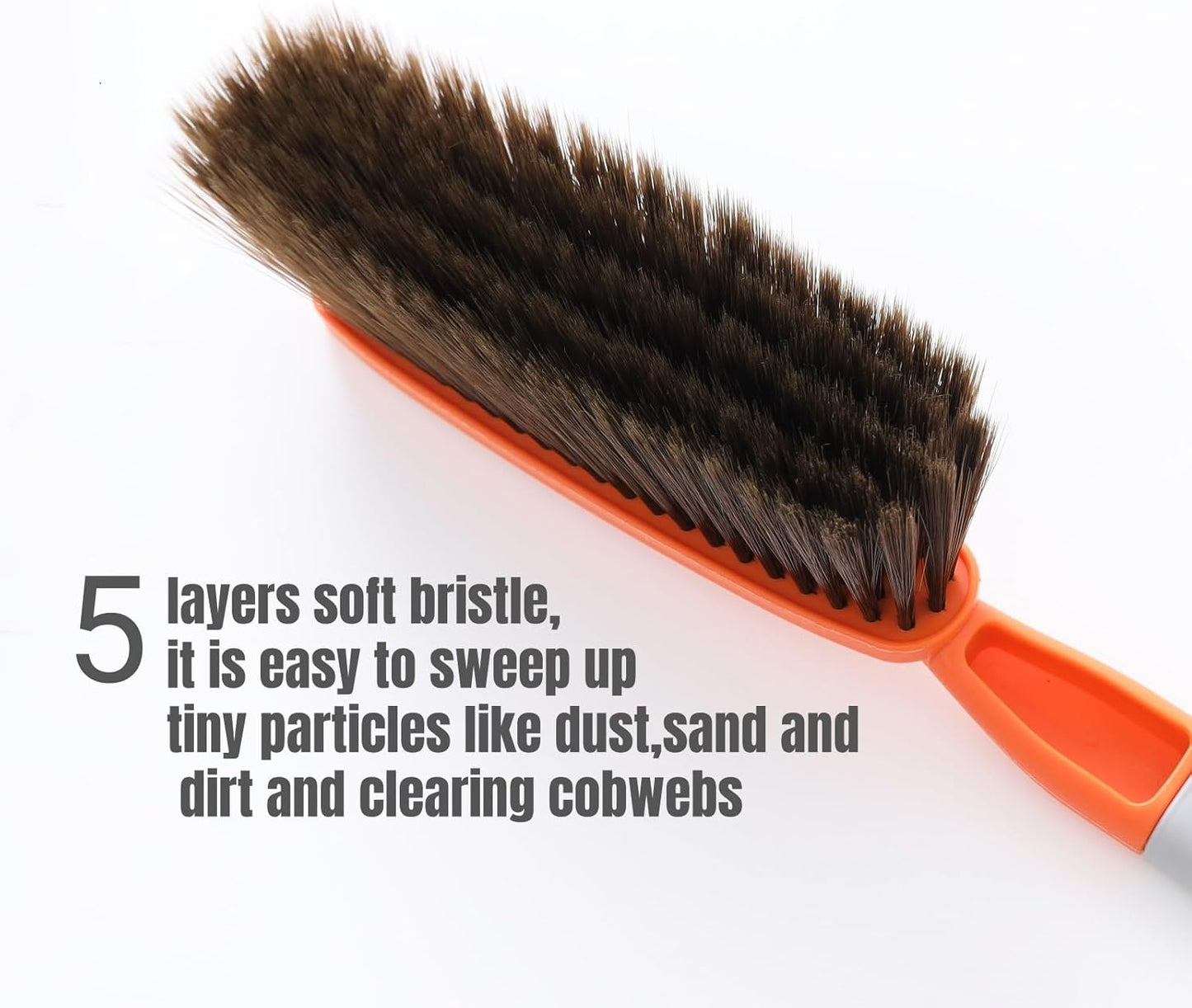 1 Pack 15" Soft Bristle Hand Broom, Counter & Couch Brush, Dusting & Hair Remover