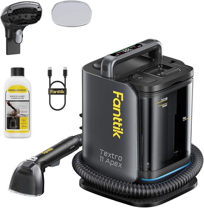 Fanttik Textra 11 Apex Cordless Carpet and Upholstery Cleaner, Self-Cleaning Tool, 150W Brushless Motor, 2 Cleaning Modes, Light-Duty Portable Spot Cleaner for Car, RV Interiors, Sofas, Area Rugs