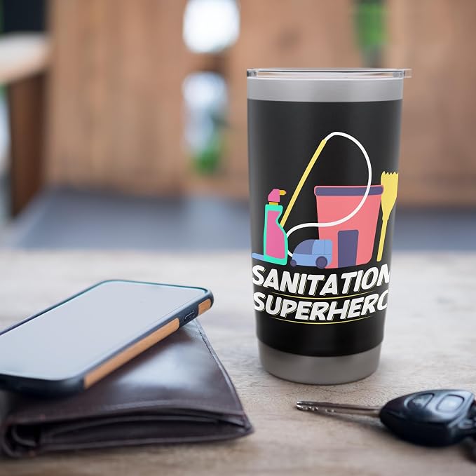 Sanitation Superhero Cleaning Stainless Steel Insulated Tumbler
